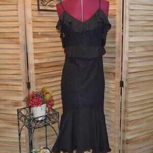 Lulus S Black Lace High Low Off Shoulder Dress Spaghetti Straps